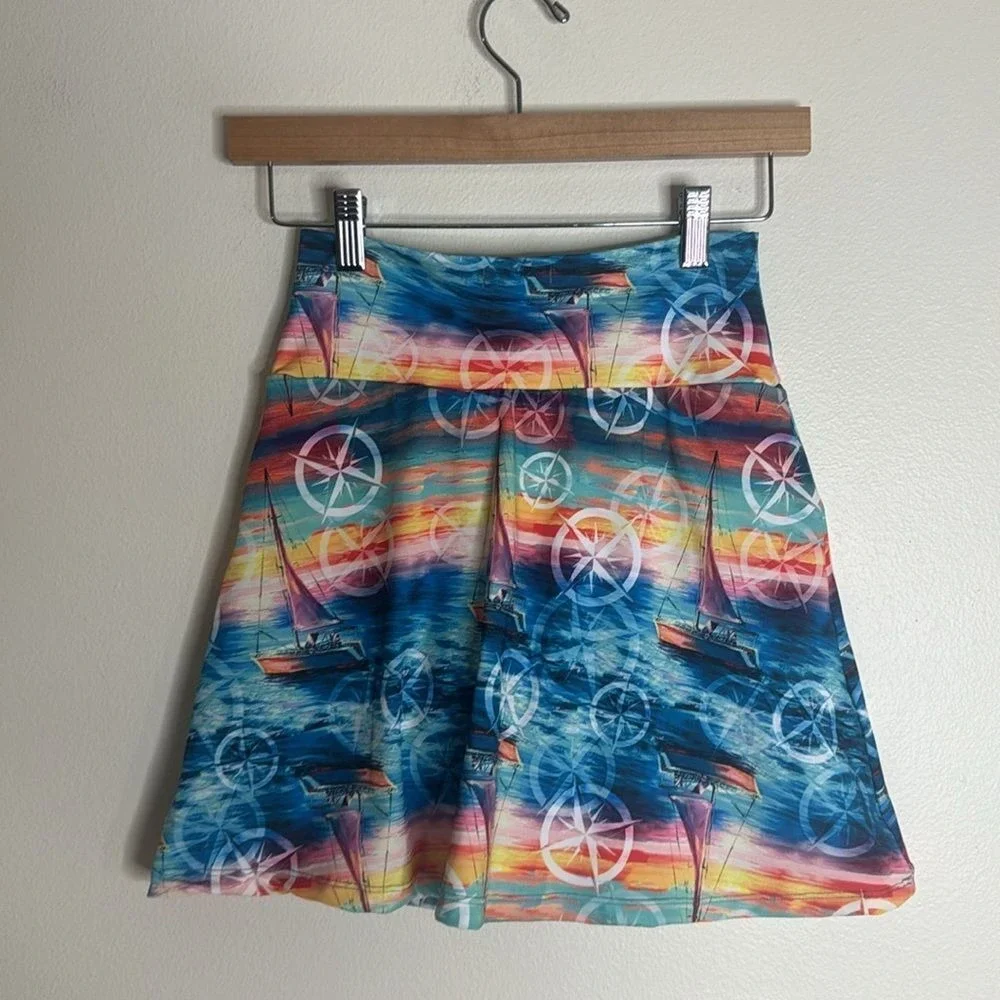 Rejane Monetti Women's Sailboat Compass Print Skort XS